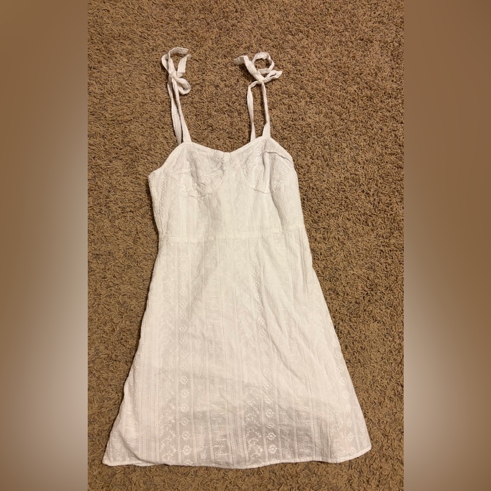 White Sleeveless Dress with Tie Straps